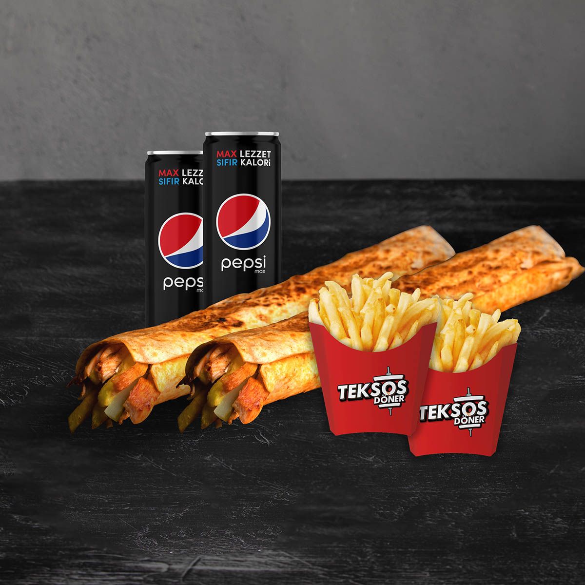 2'li Tavuk Döner L Dürüm (45 cm.) Menü