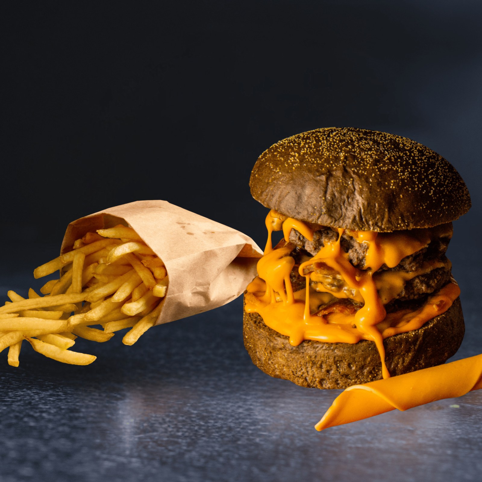 Akışkan Cheddar Et Burger