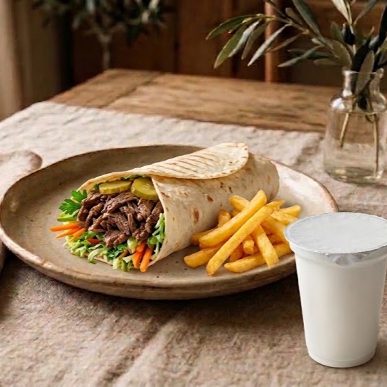 Et Döner Dürüm & Patates & Ayran Menü