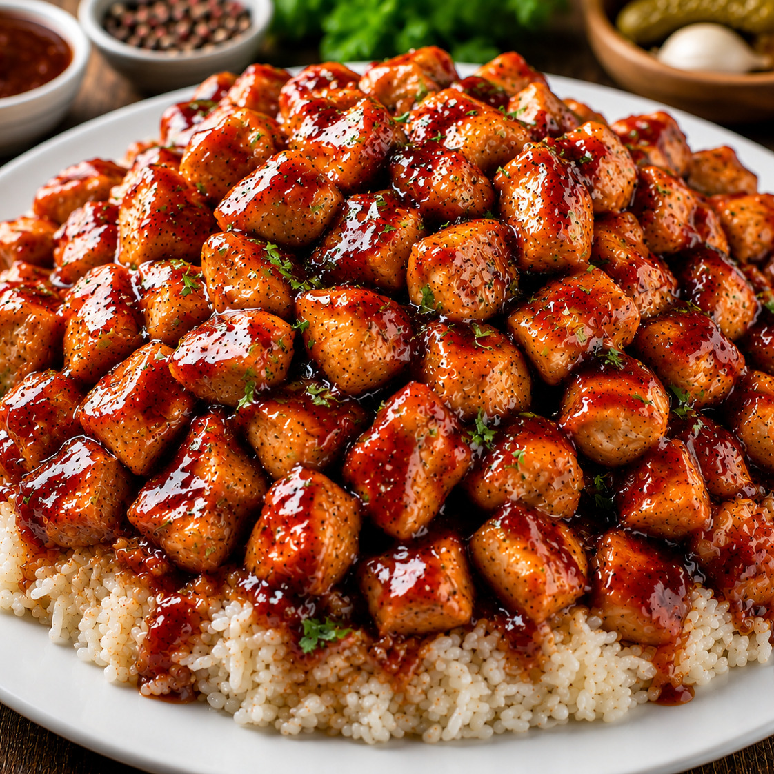 Pilav Üstü Barbekü Soslu Tavuk (Double) (600gr)