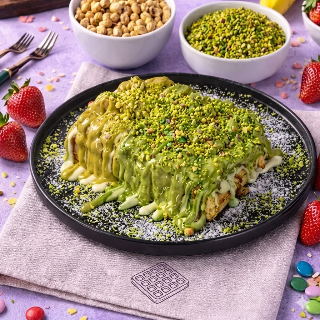 Karamelli Fıstıklı Waffle