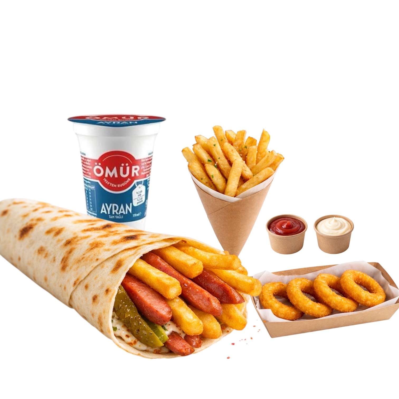 30 cm. Sosisli Kaşarlı Wrap Menü