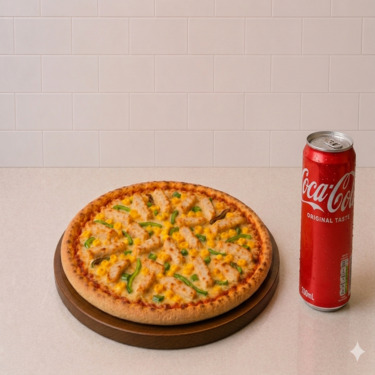 Büyük Boy Tavuklu Pizza & Kutu İçecek (330 Ml)