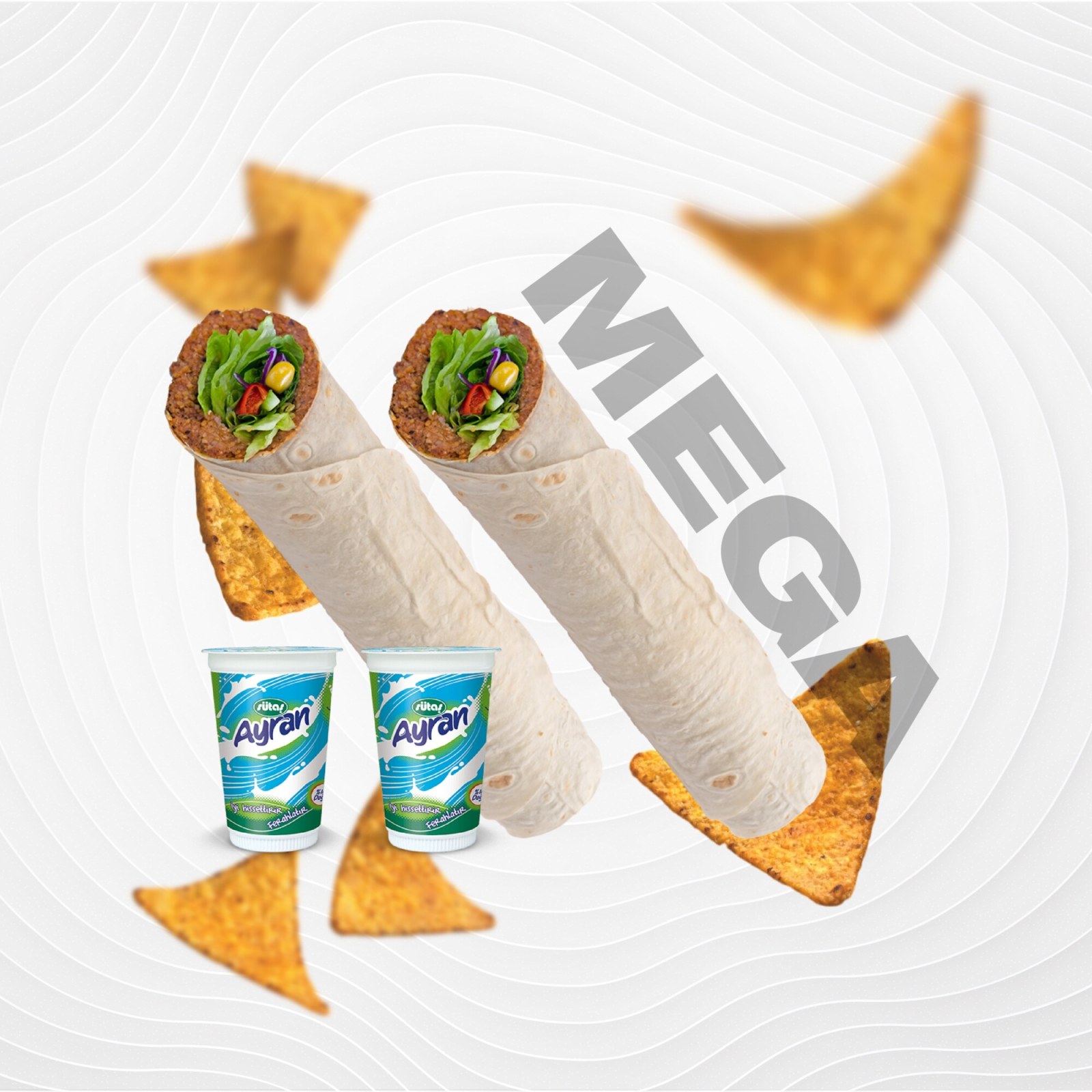 2'li Doritoslu Mega Dürüm (140 gr)+ Ayran Menü