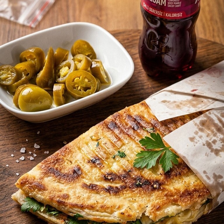 Yarım Bazlama Tost + 175 ml Ayran