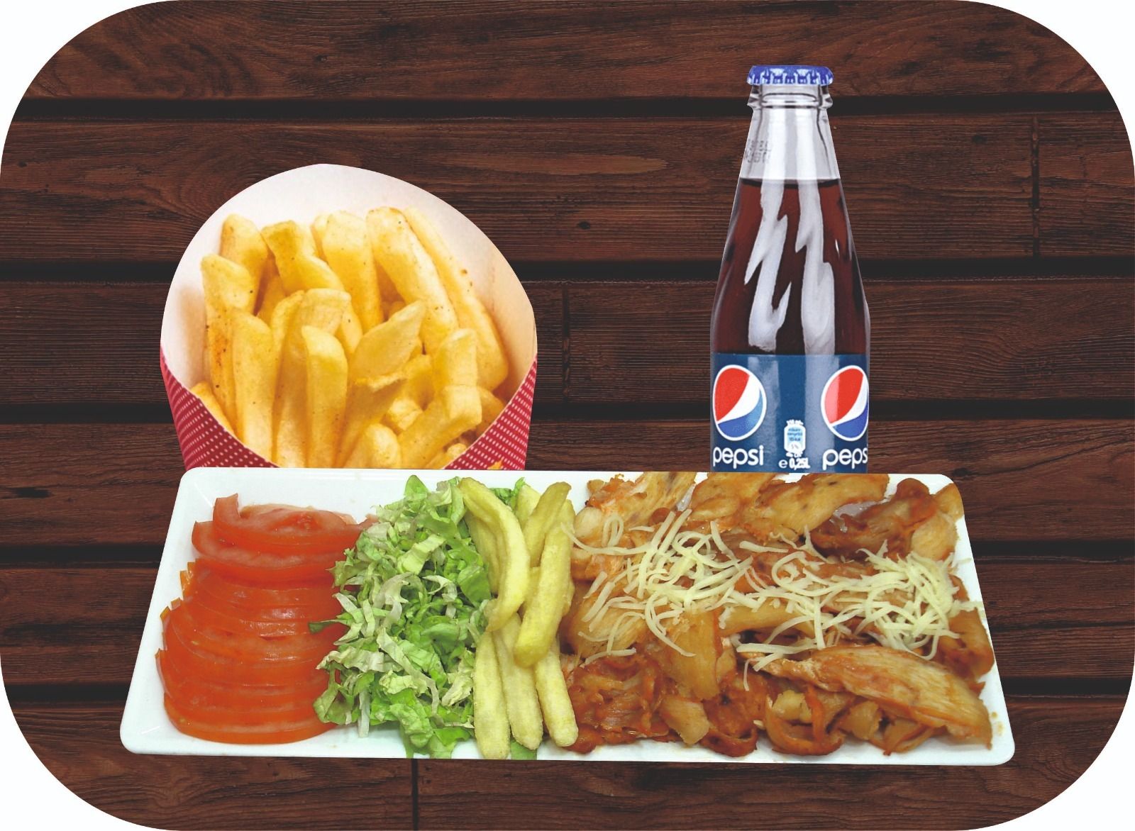 Porsiyon Tavuk Döner Şişe Cola Menü