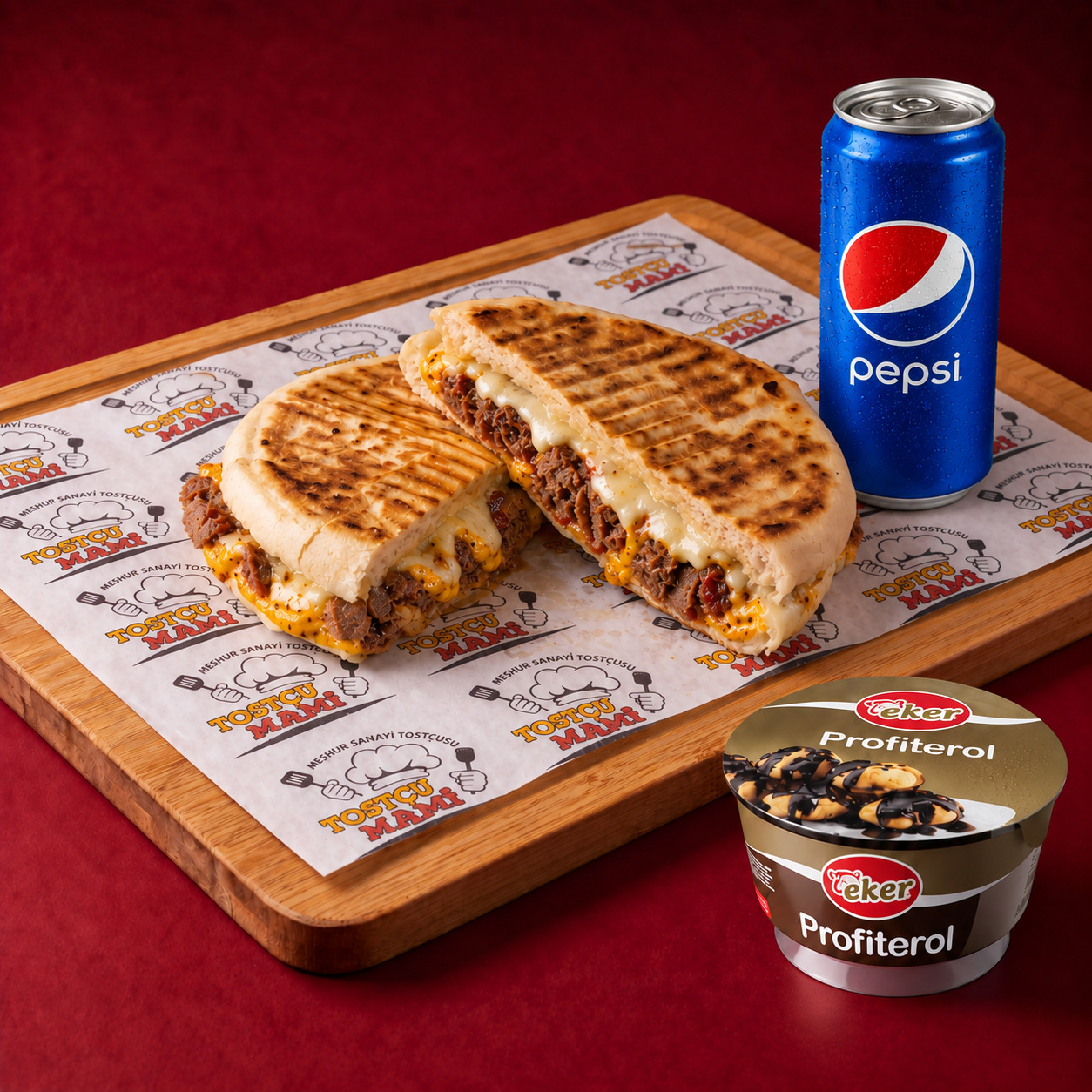 Bazlamalı Kavurmalı Yumurtalı Kaşarlı Tost Menü
