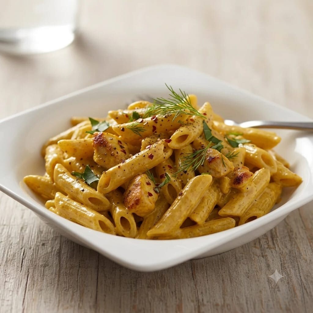 Köri Soslu Tavuklu Penne