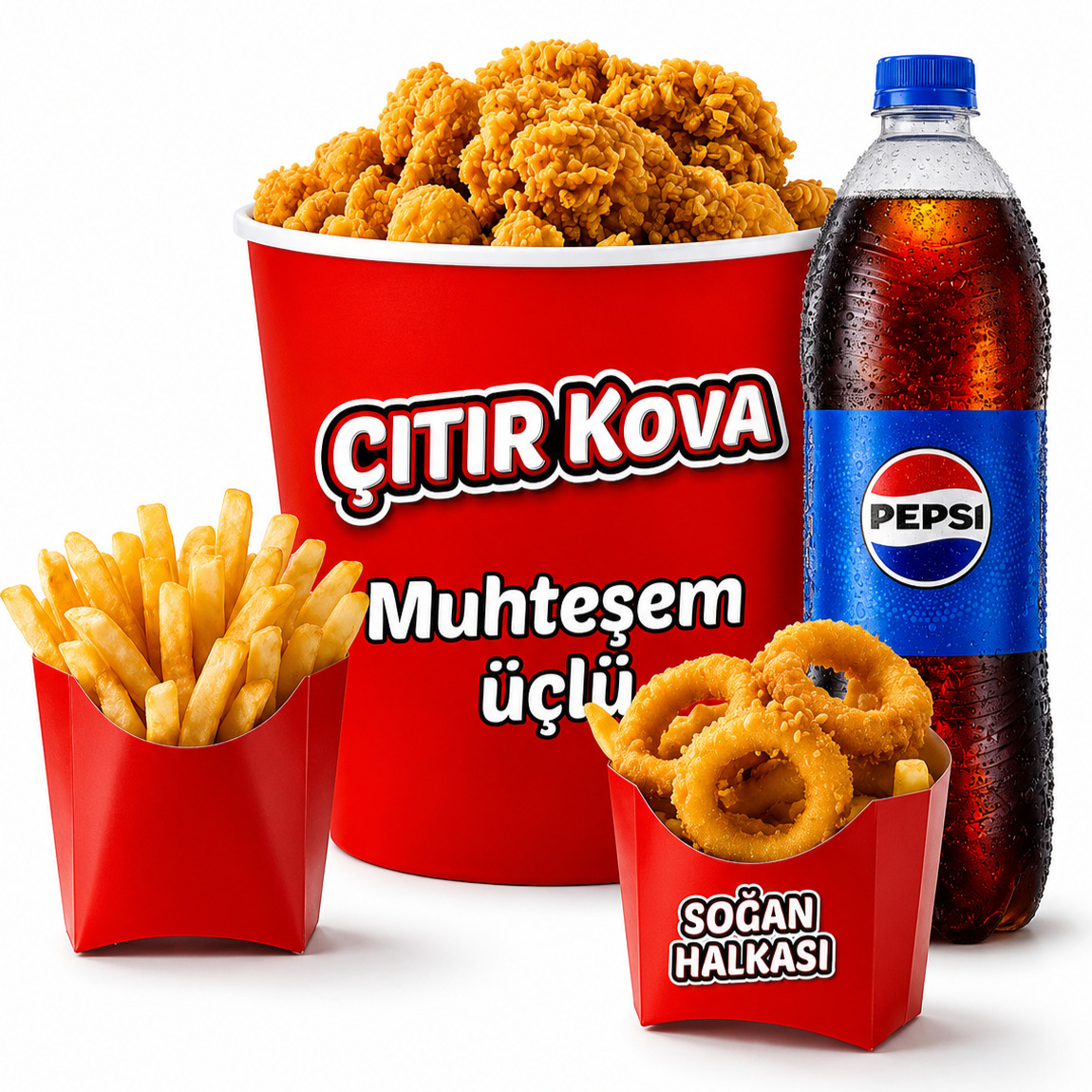 Muhteşem Üçlü Aile Kovası Doyurucu Menü 3 Kişilik Menü