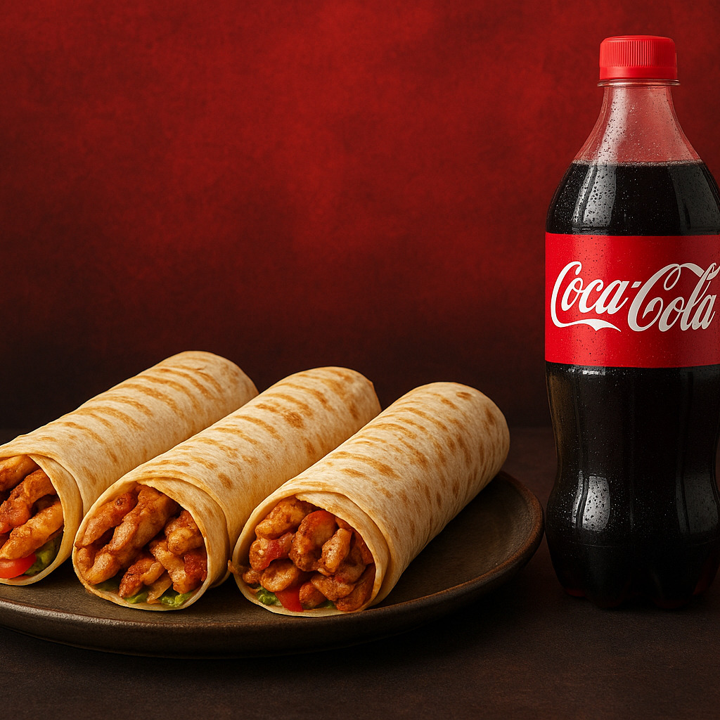 3'lü Tavuk Döner Dürüm (Lavaş)+ litrelik cola turka