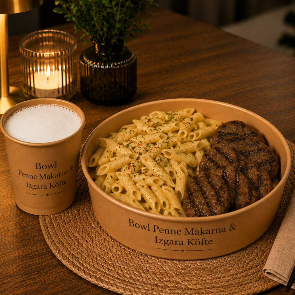 XXL Bowl Penne Makarna & Izgara Köfte + Ayran
