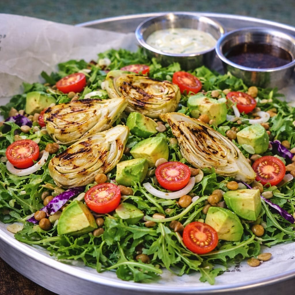 Vegan Izgara Enginar ve Avokado Salata