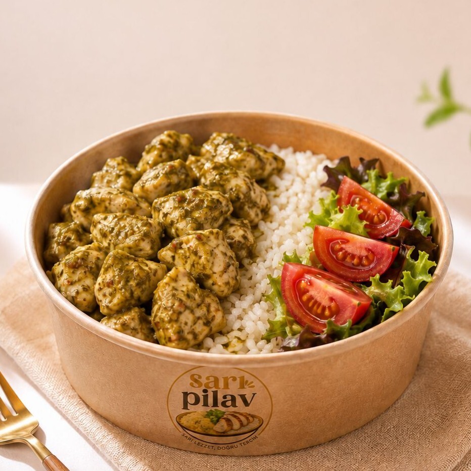 Pesto Soslu Tavuklu Pilav Kasesi
