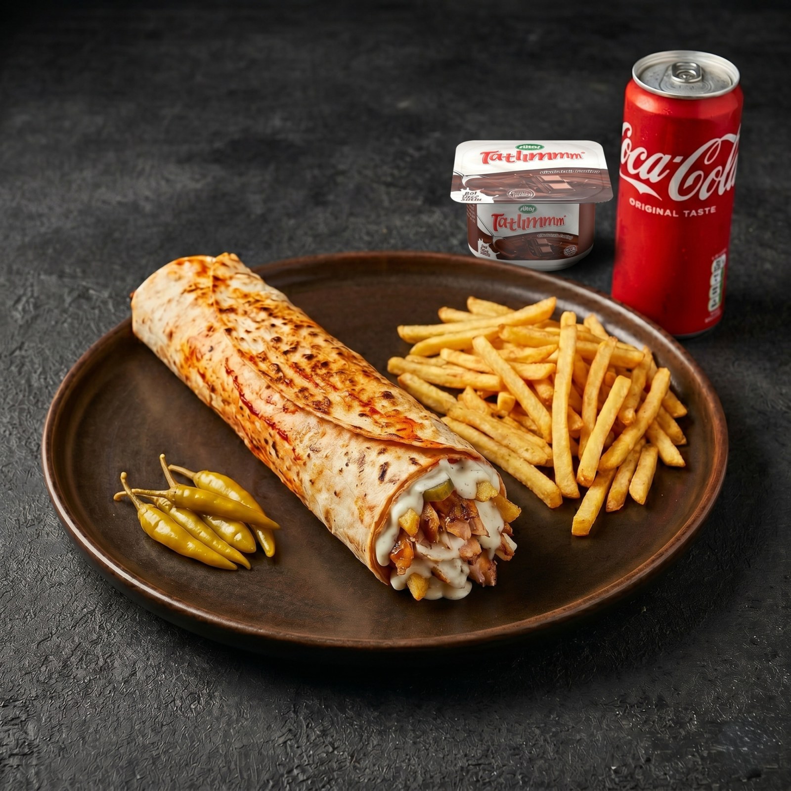 Ranch Soslu Tavuk Döner Dürüm Menü (100 gr.)