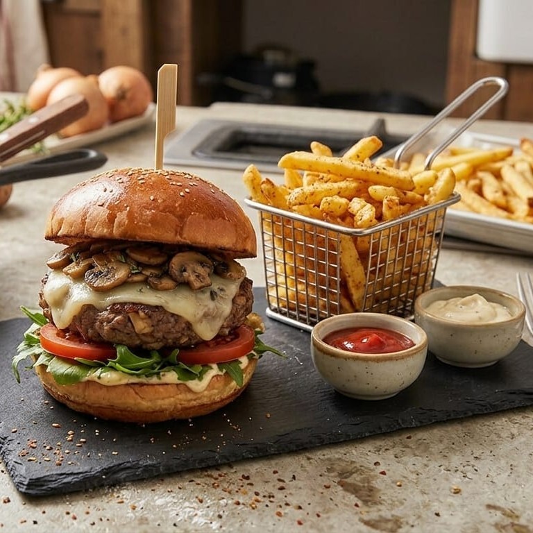 Mantarlı Burger Kızartma