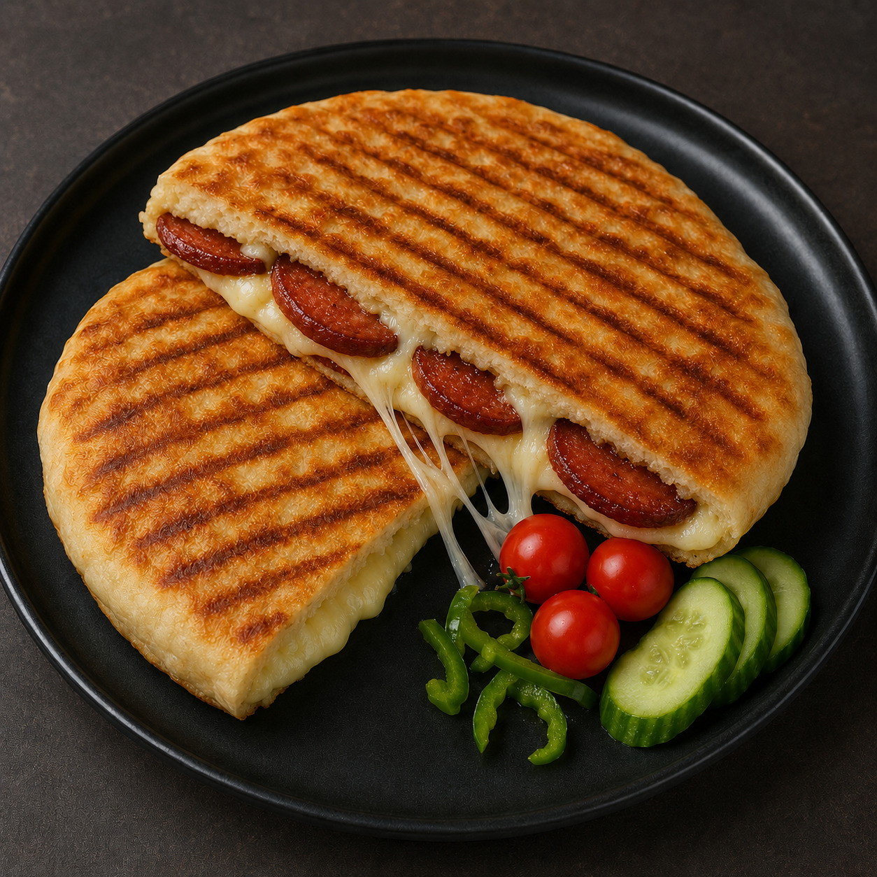 Sucuklu Kaşarlı Bazlama Tost