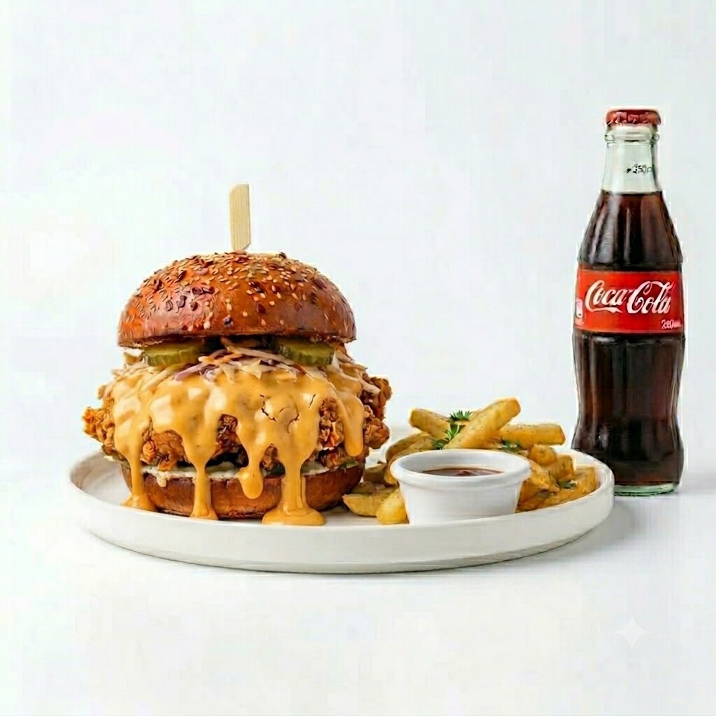 Cheddar Crispy's Burger + İÇECEK + PATATES