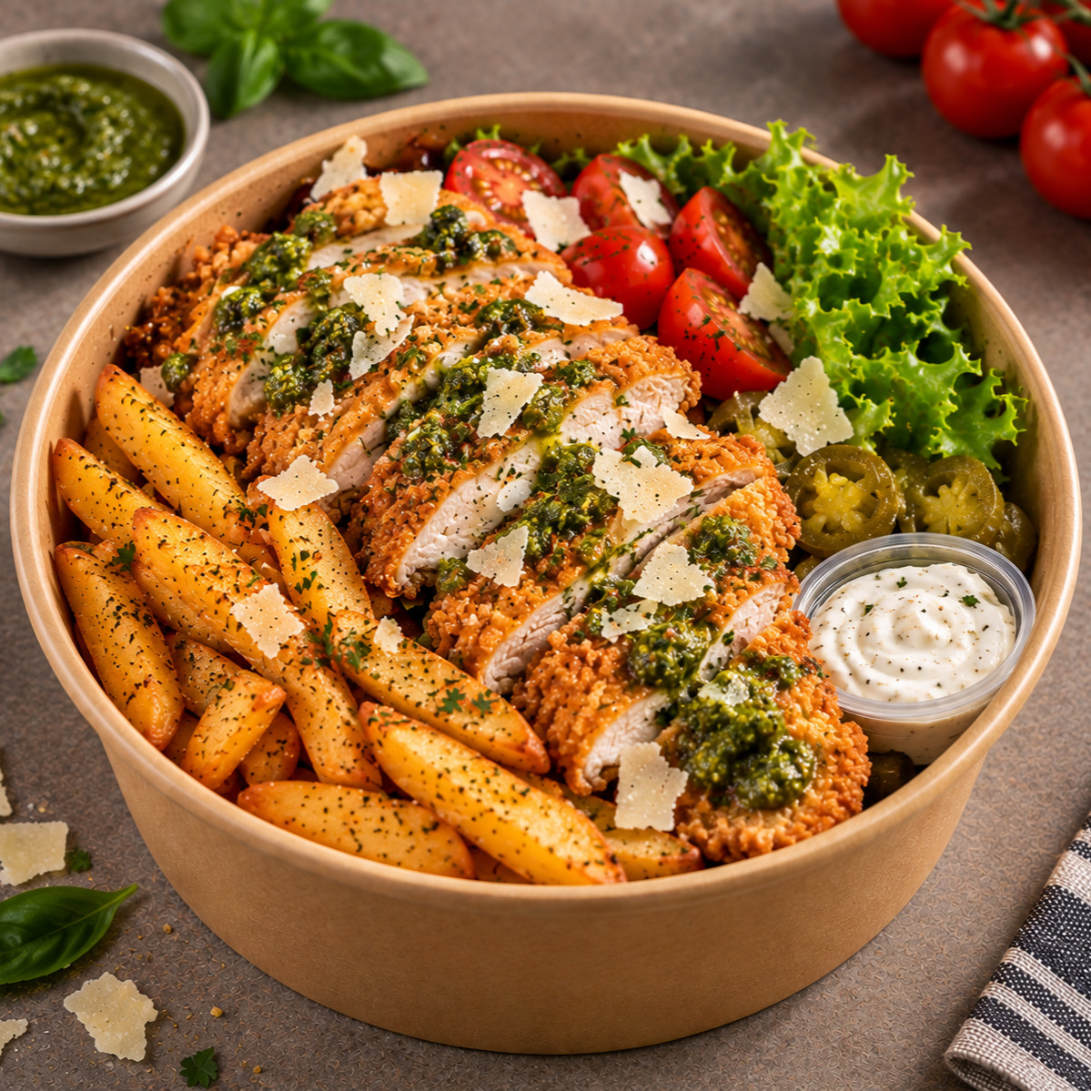 Schnitzel Pesto Bowl