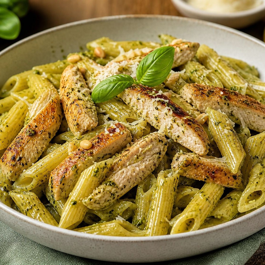 Pesto Soslu Tavuklu Penne