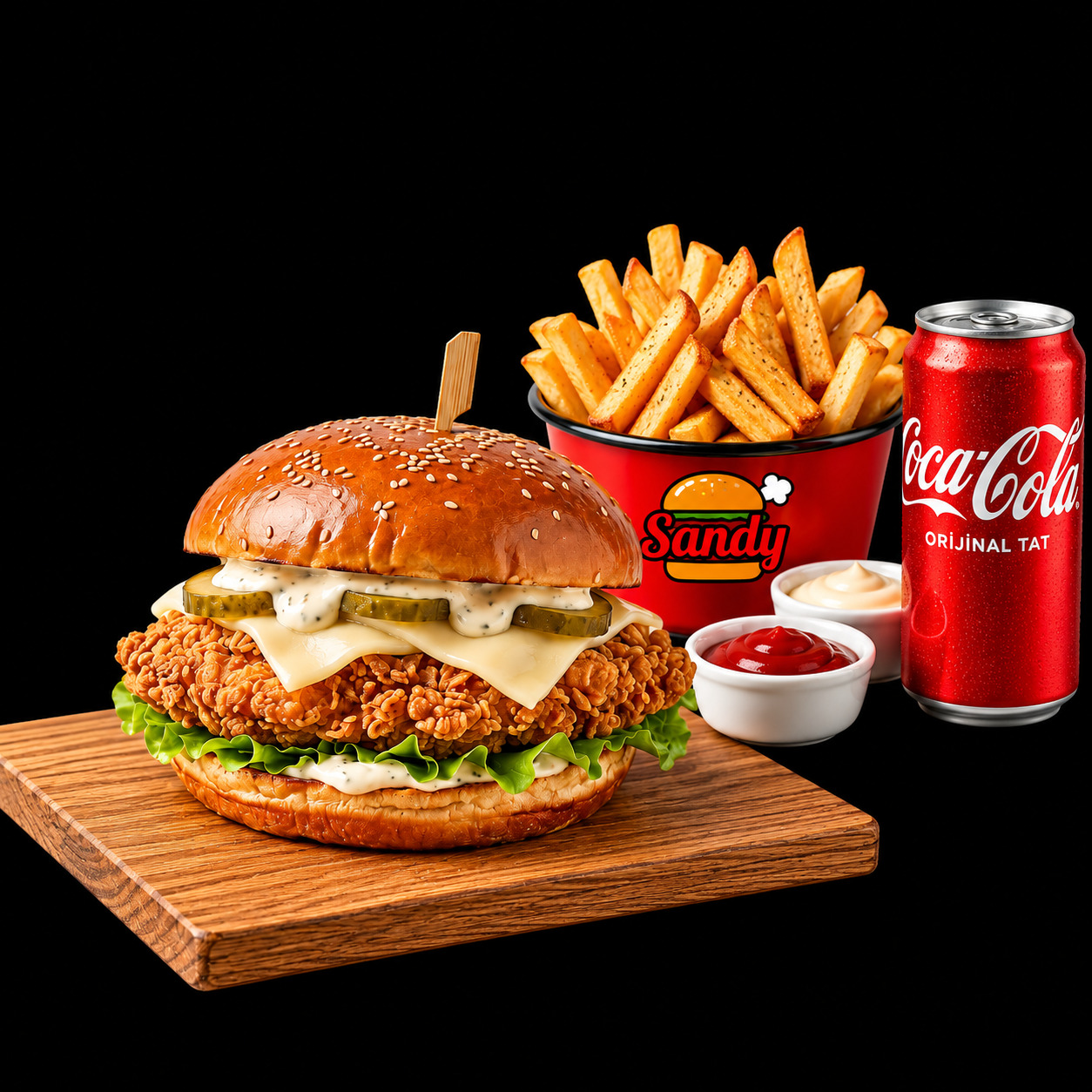 Crispy Chicken Sandy Burger Menü
