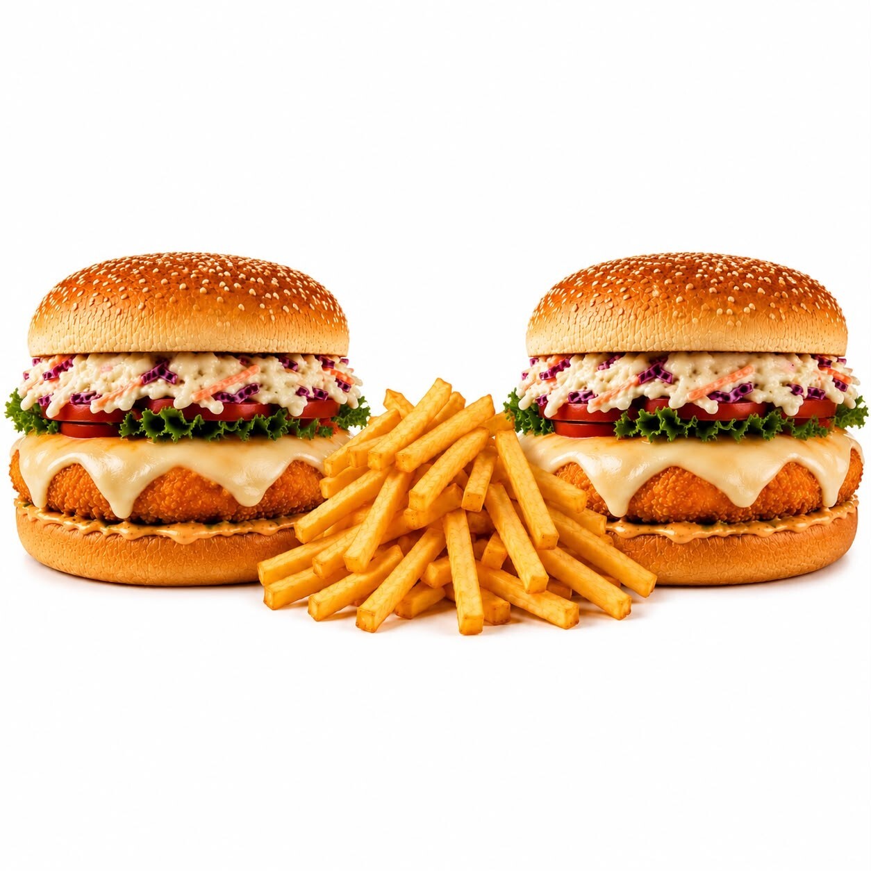 İkili Mega Kaşarlı Tavuk Burger