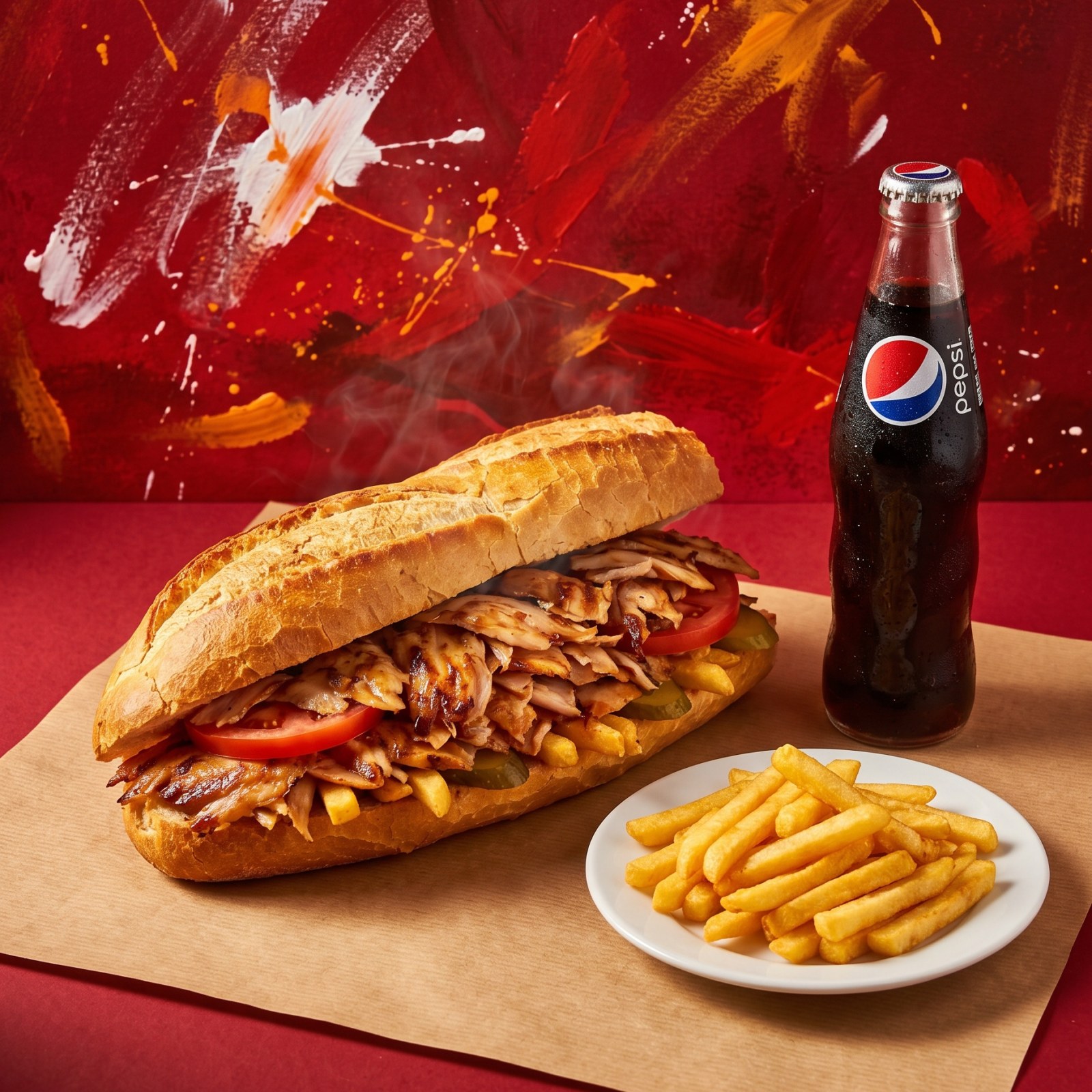 Menü - (90gr Üç Çeyrek + 100 gr Patates + 170 ml Ayran )