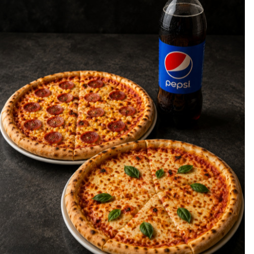 2 Orta Boy Pizza + İçecek (1 lt)
