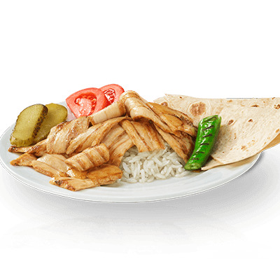 Pilav Üstü Tavuk Döner (100 gr.) + Ayran + Salata