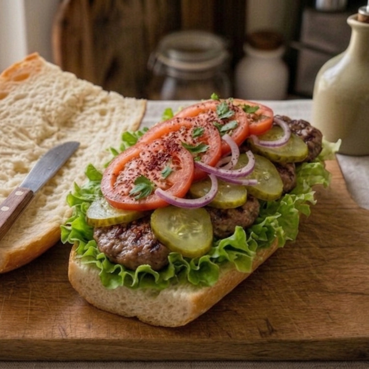 Köfte Sandviç (Ev Yapımı Katkısız) + Ayran