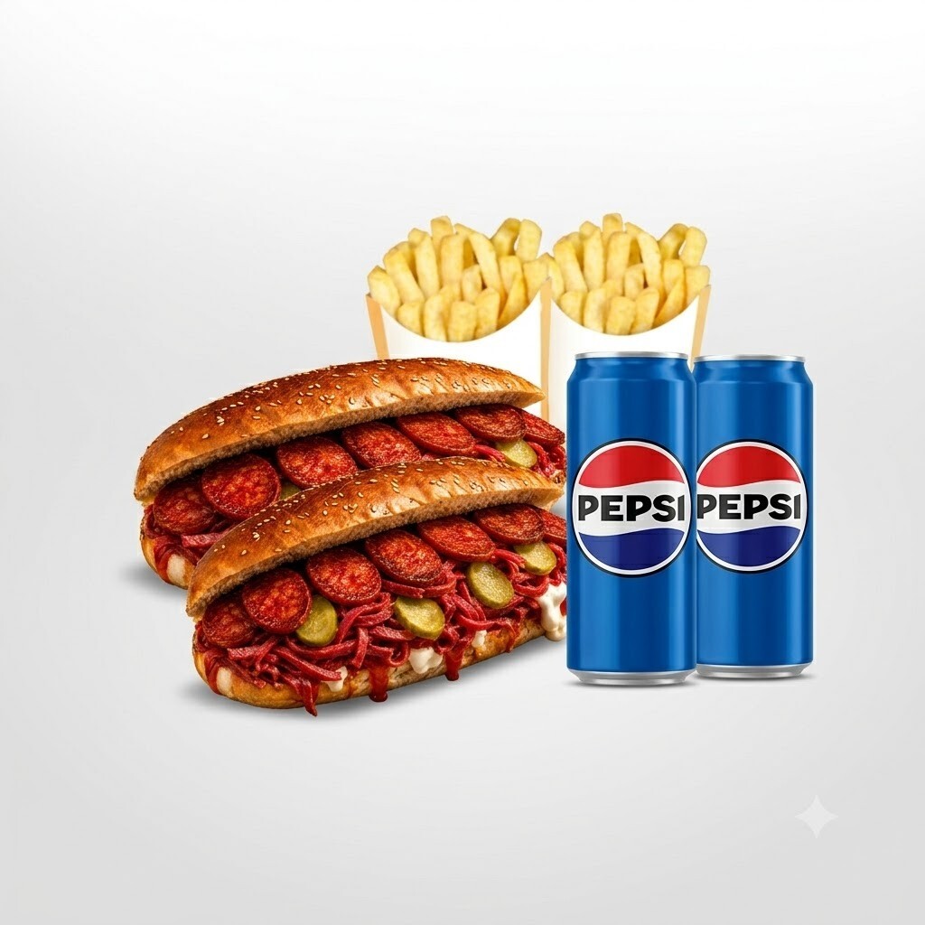 🥪🍟🥤 2 Adet İzmir Kumrusu + 2 Adet Çıtır Patates + 2 Adet 33 cl Pepsi