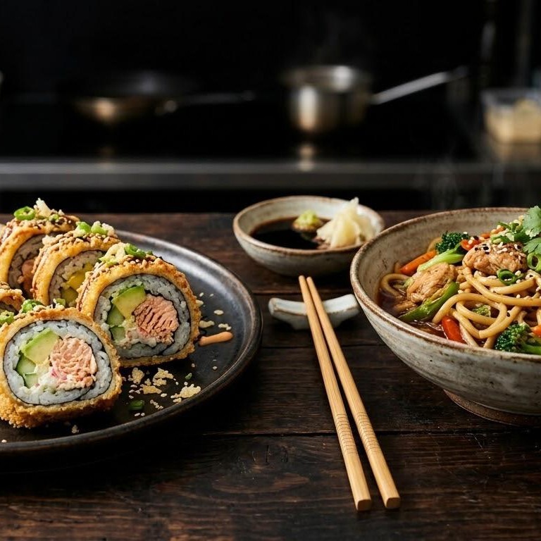 Somon Tempura Roll + Tavuklu Noodle + 1 Coca Cola 330 ml