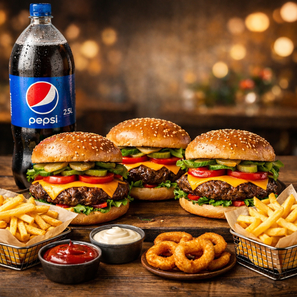 Üçlü Mega Klasik Burger Menü (Arkadaş Boy)
