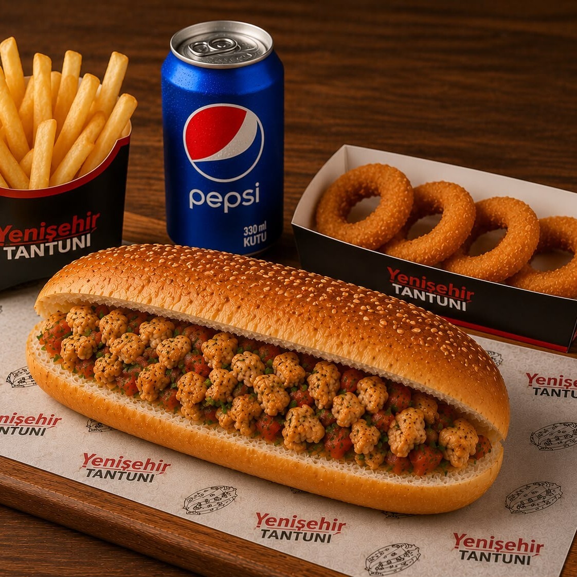 Tavuk Ekmek+Patates+Soğan Halkası+Pepsi Menü