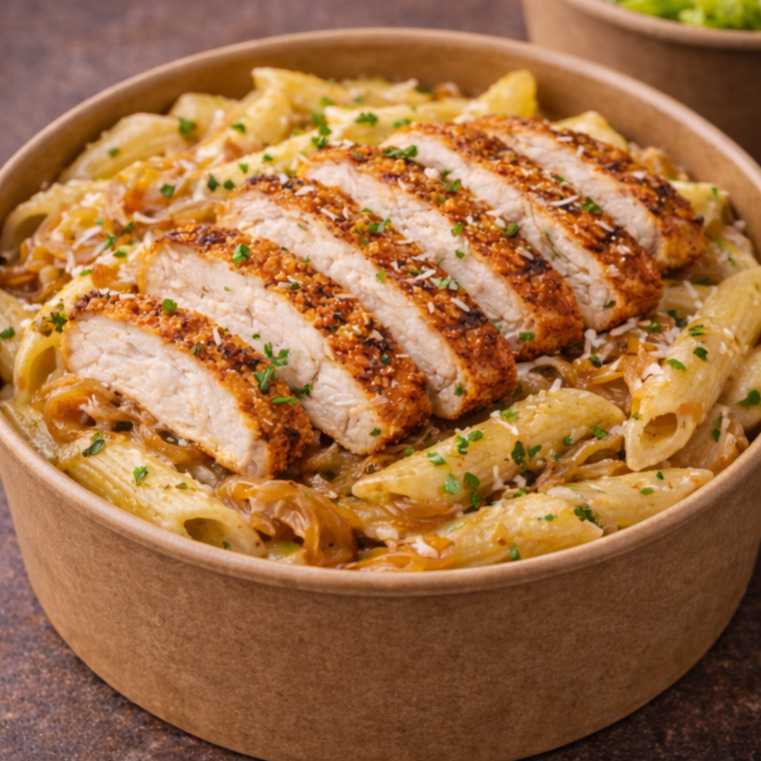 Karamelize Soğanlı Izgara Tavuklu Penne