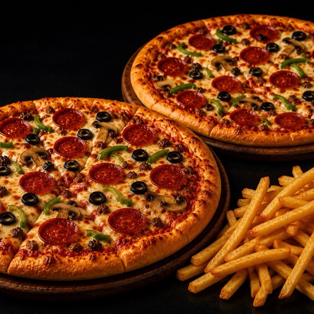 Pizza menü 2 pizza +patates cipsi