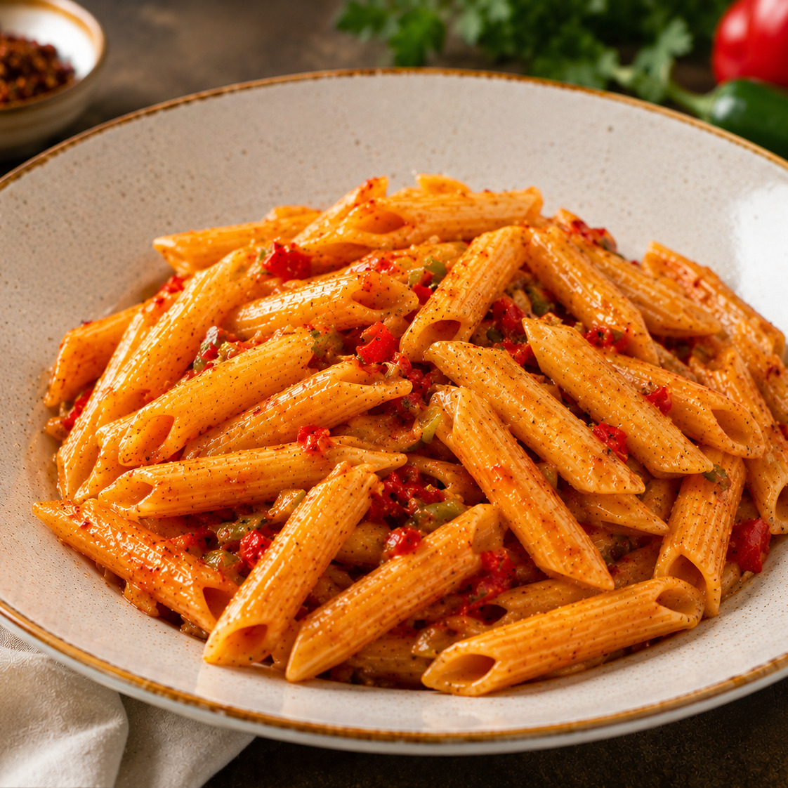 NApolitan Soslu Penne Makarna Parmesanlı