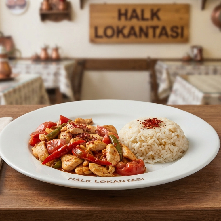 Halk Lokantası'ndan Acılı Tavuk Sote + Pilav veya Makarna
