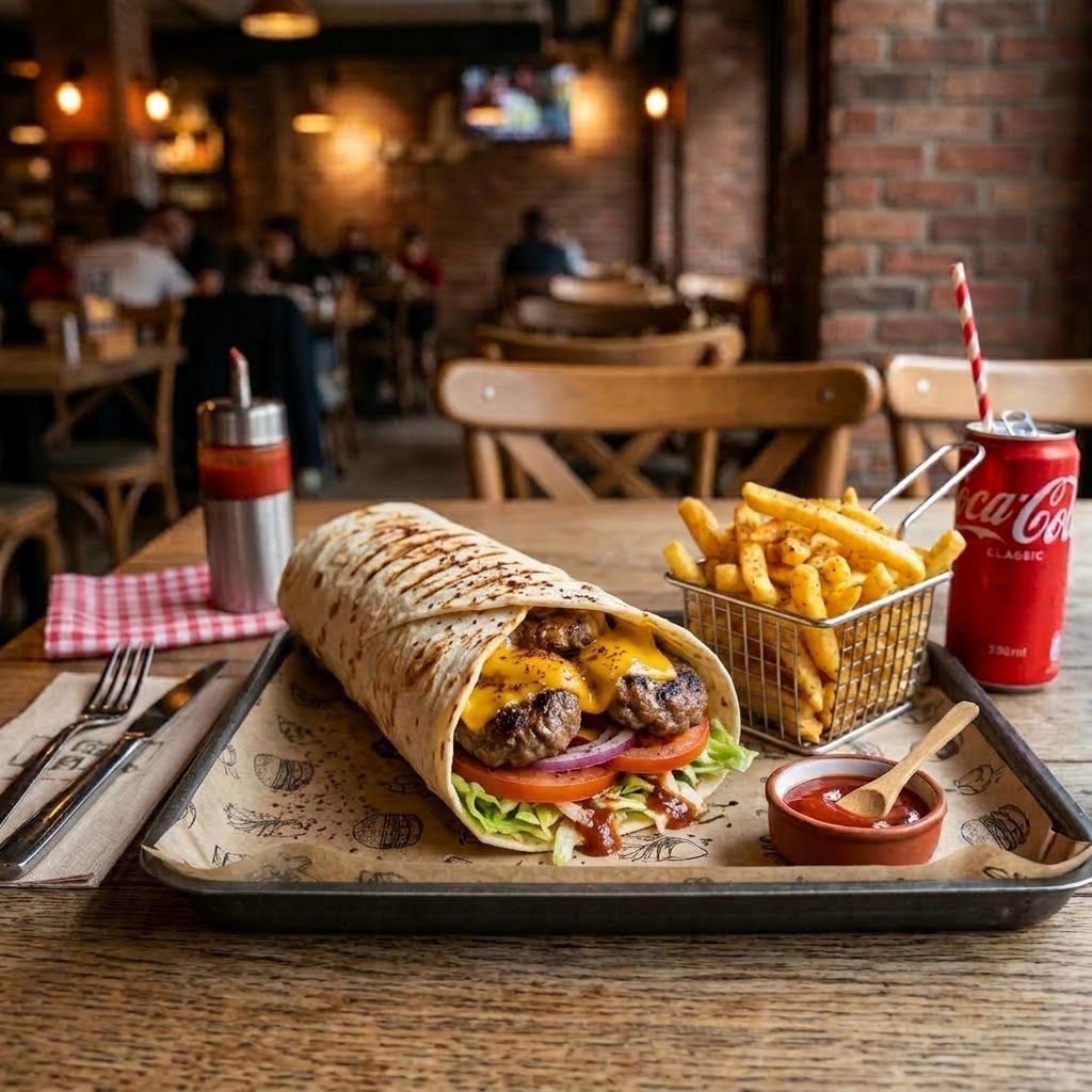 Beef Wrap & Patates & İçecek