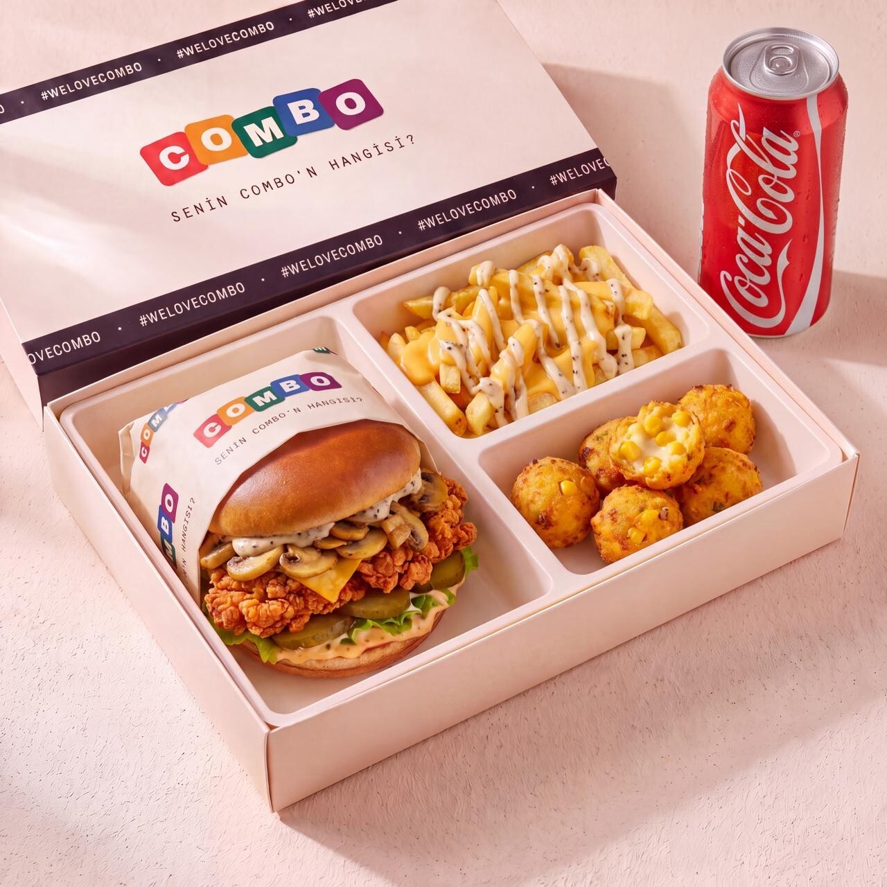 Trüf Mayonezli Mantarlı Cajun Burger Menü +1 Kutu İçecek