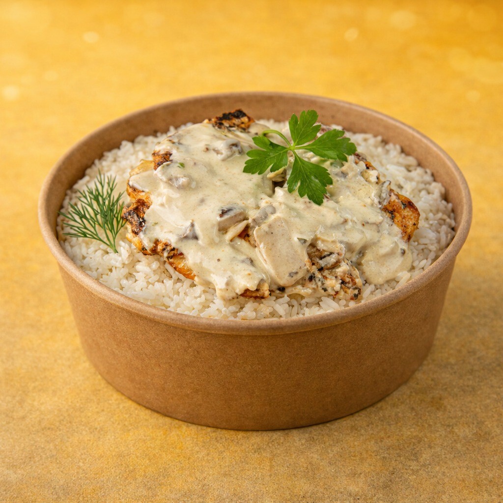 Pilav Üstü Kremalı Mantarlı Izgara Tavuk (400 Gr)