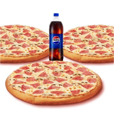 3 Adet Orta Boy Pizza + İçecek (1 L.)