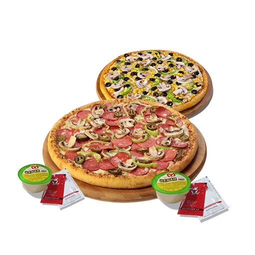 2 Adet Küçük Boy Pizza + Sos (309+309)
