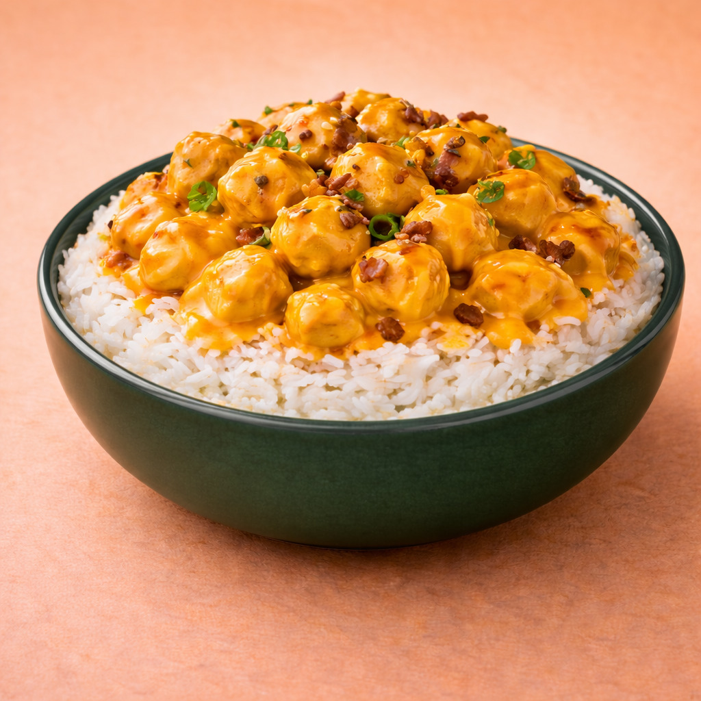 Cheddar Soslu Tavuklu Pilav