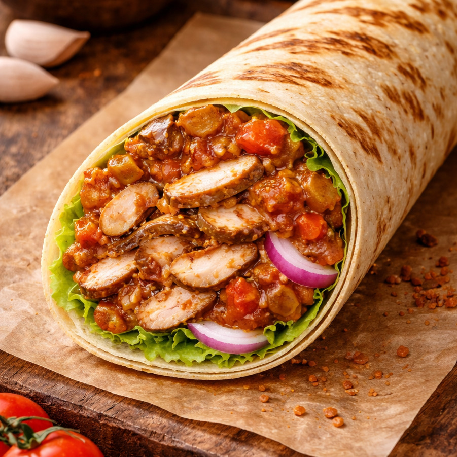 Patlıcan Soslu Tavuk Döner Dürüm