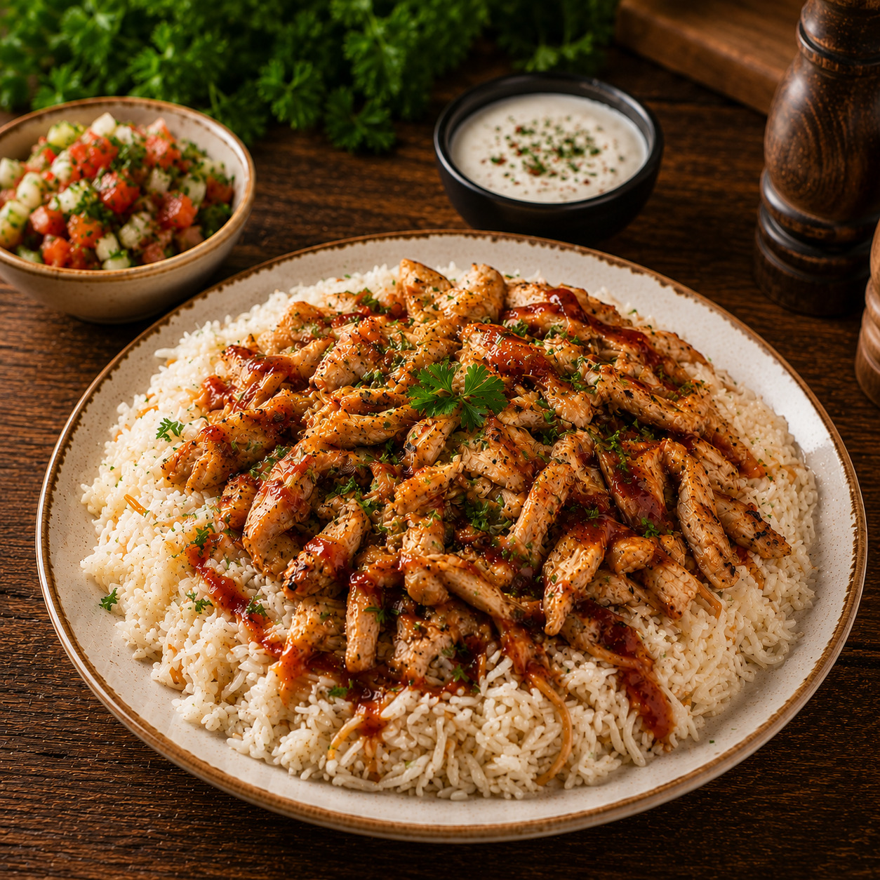 Pilav Üstü Barbekü Soslu Tavuk