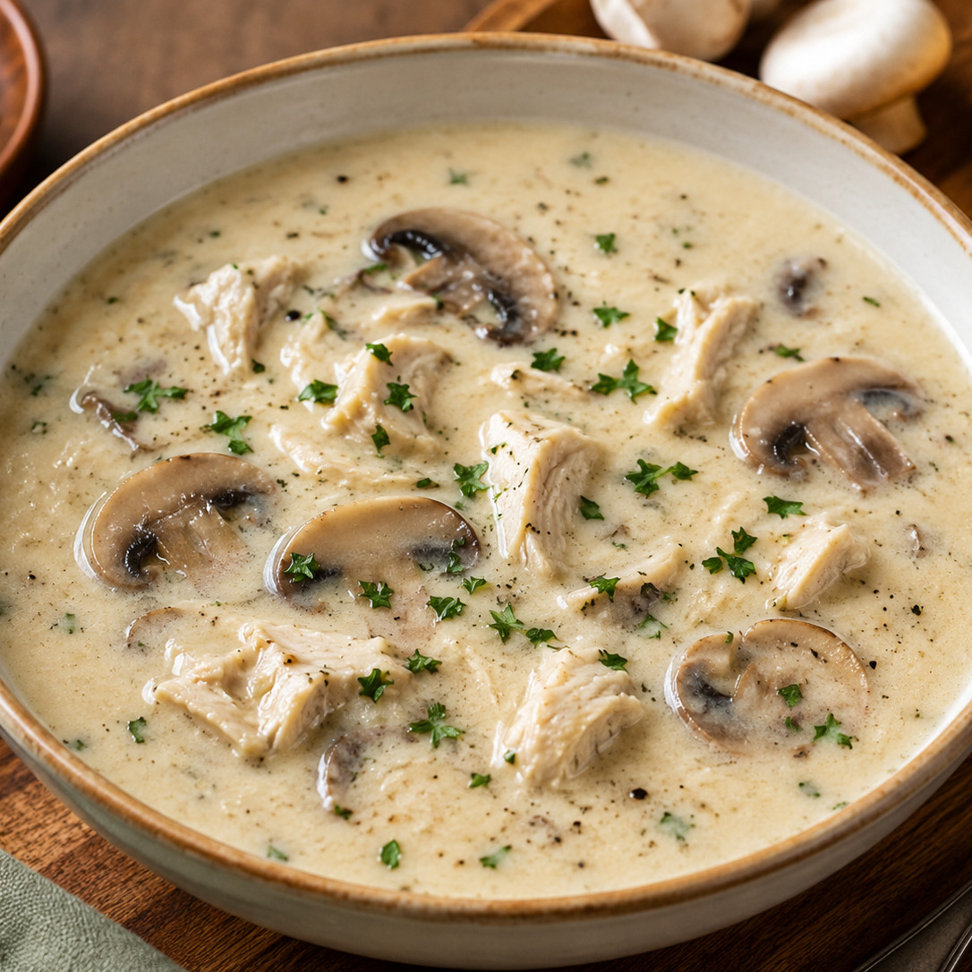 Kremalı Mantarlı Tavuk Çorbası