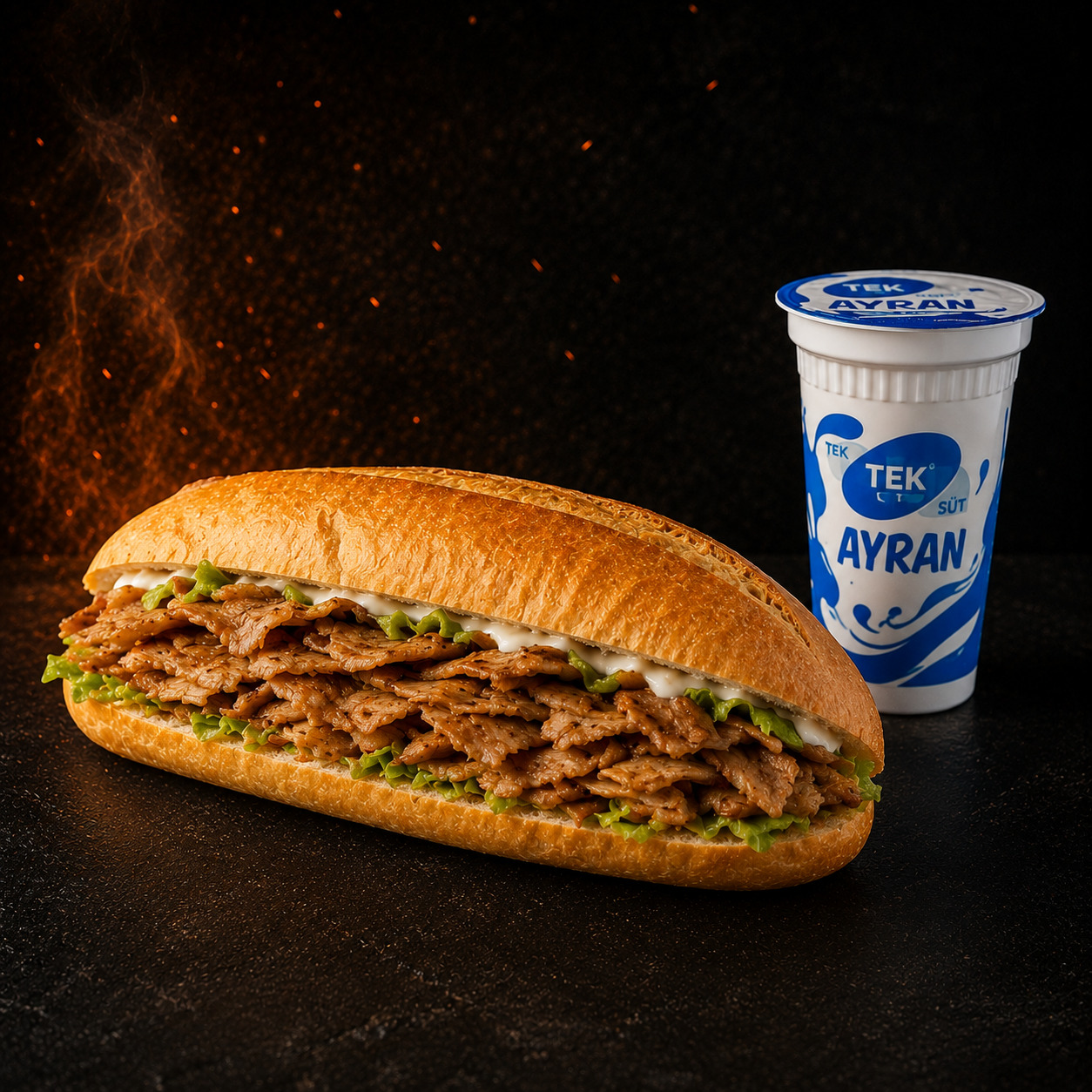 Tam Ekmek Tavuk Döner + Tek Süt Ayran (170 ml)