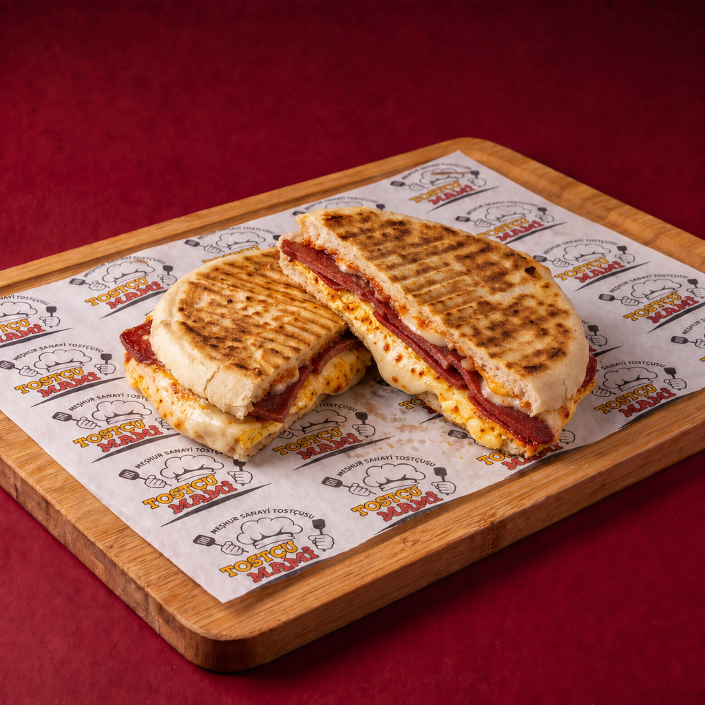 Bazlamalı Pastırmalı Yumurtalı Kaşarlı Tost