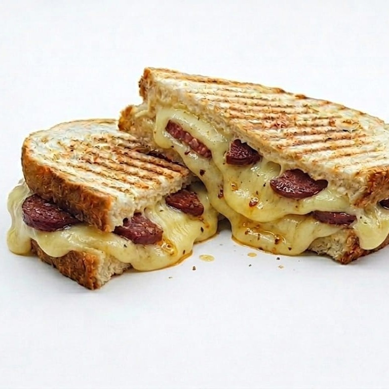 Ayvalık Ekmeğine Sucuklu Çift Kaşarlı Tost