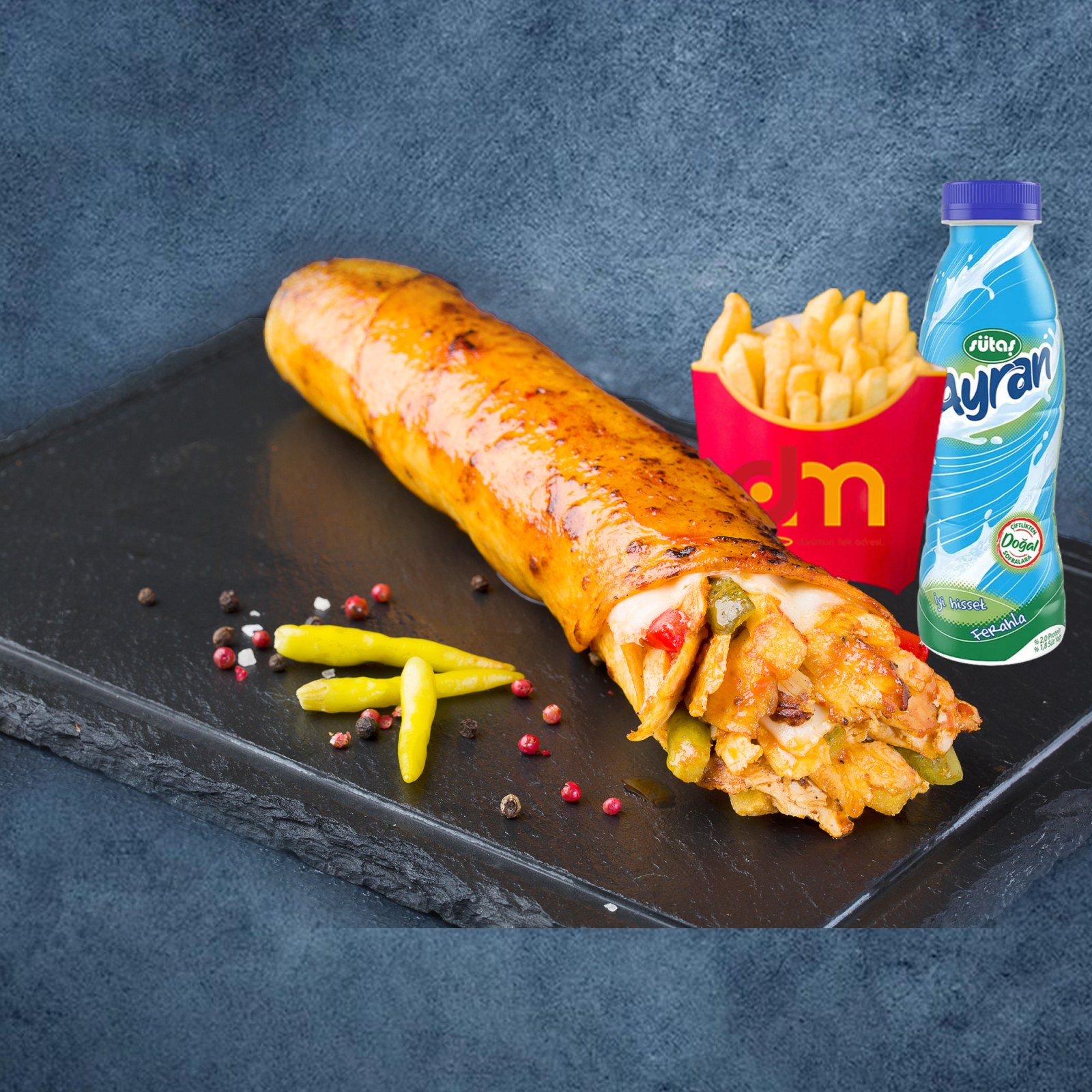 Hatay Usulü Tavuk Dürüm Menü (90 gr.)